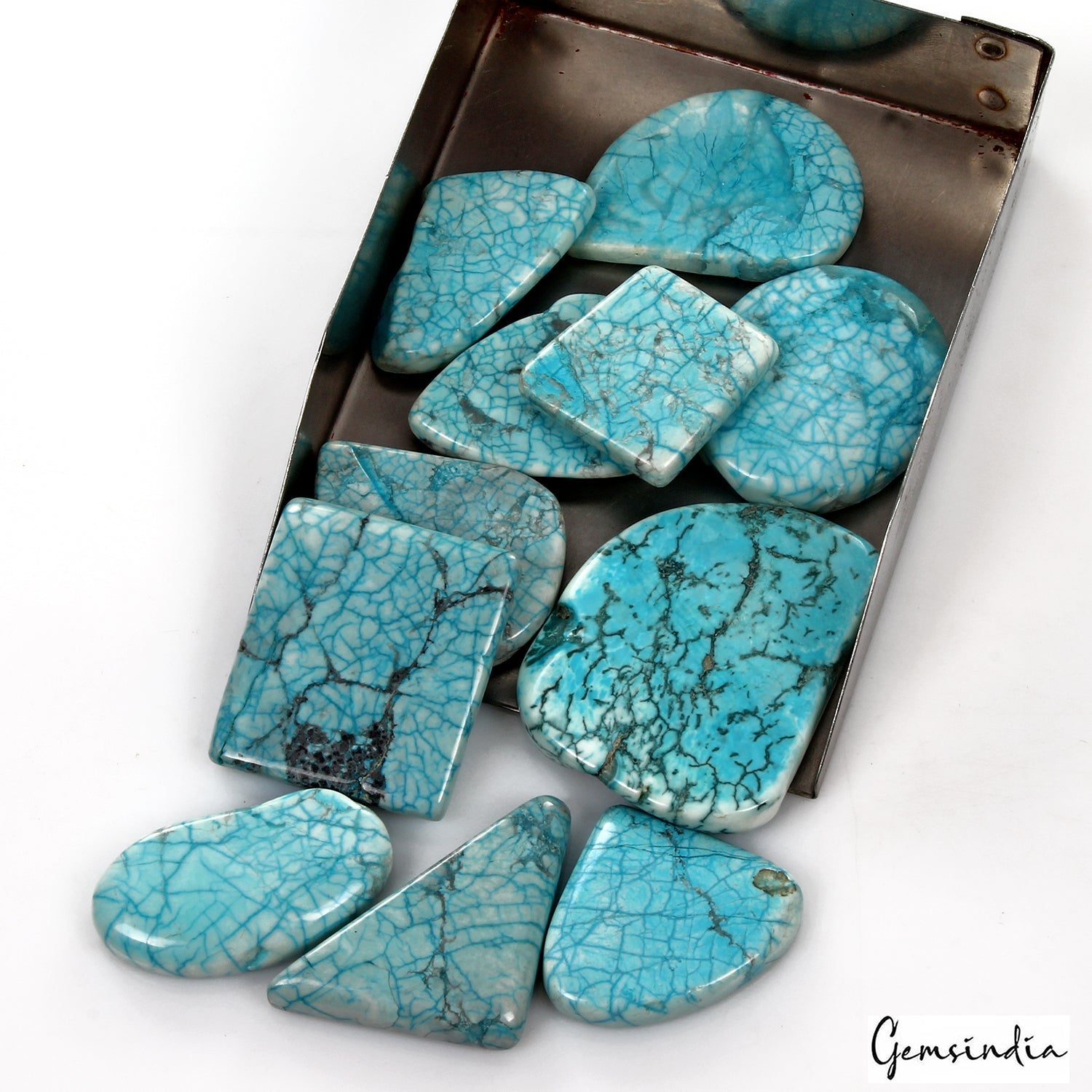 610 Ct Natural Blue Spiderweb Turquoise Mix Arizona Loose Gemstone Lot 11 Pcs