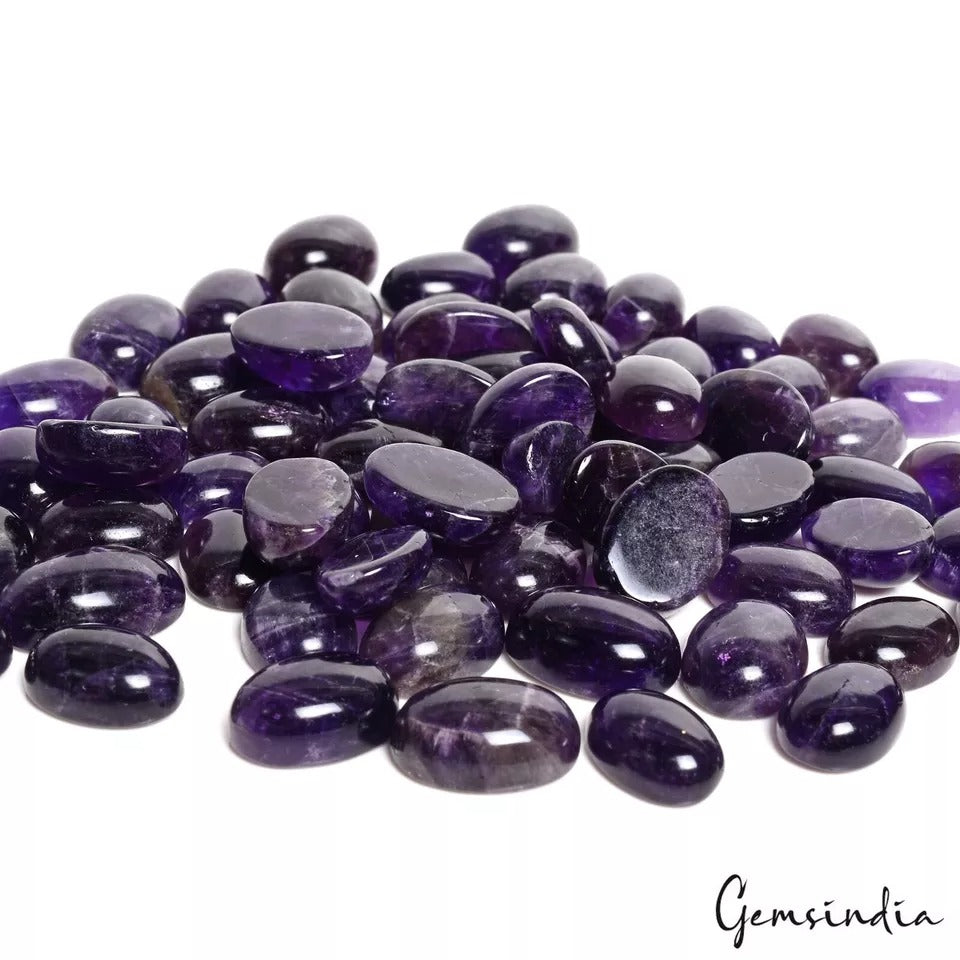 800 Ct/70 Pcs Natural Purple Amethyst Oval Flat Back Loose Cab Gems for Jewelry