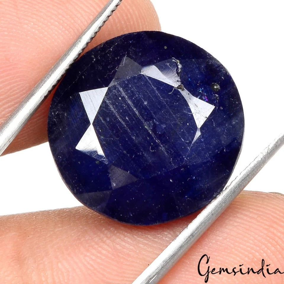 Certified 28.70 Cts Natural Blue Ceylon Sapphire Round Faceted Cut Gem For Ring