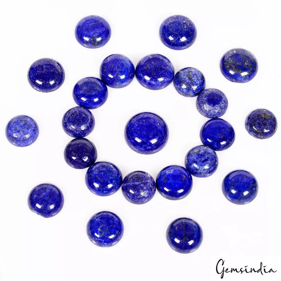 370 Ct/23 Pcs Natural Gold Pyrite Blue Lapis Lazuli Round Loose Gems for Jewelry