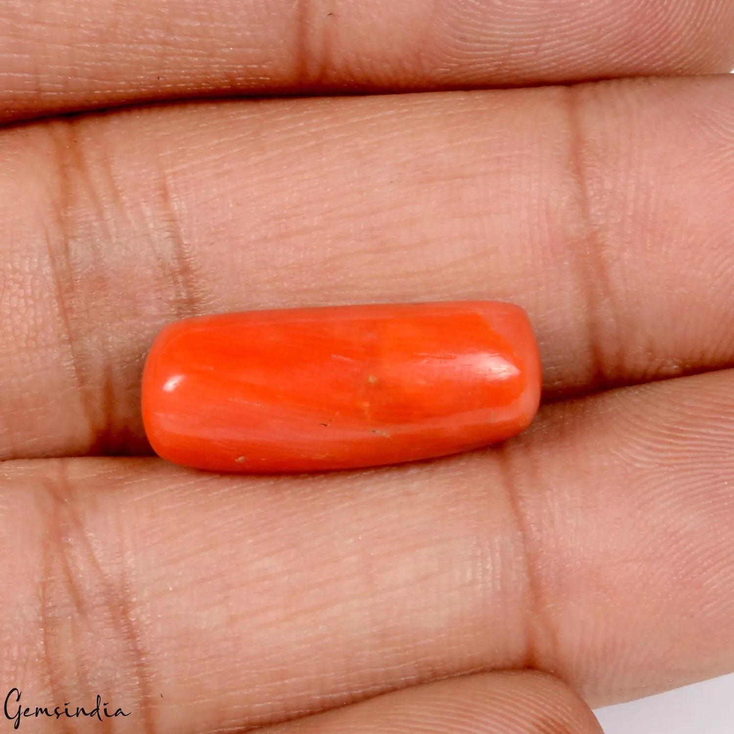 11.50 Ct Certified Natural Orange Red Coral Loose Capsule Shape Italian Gemstone