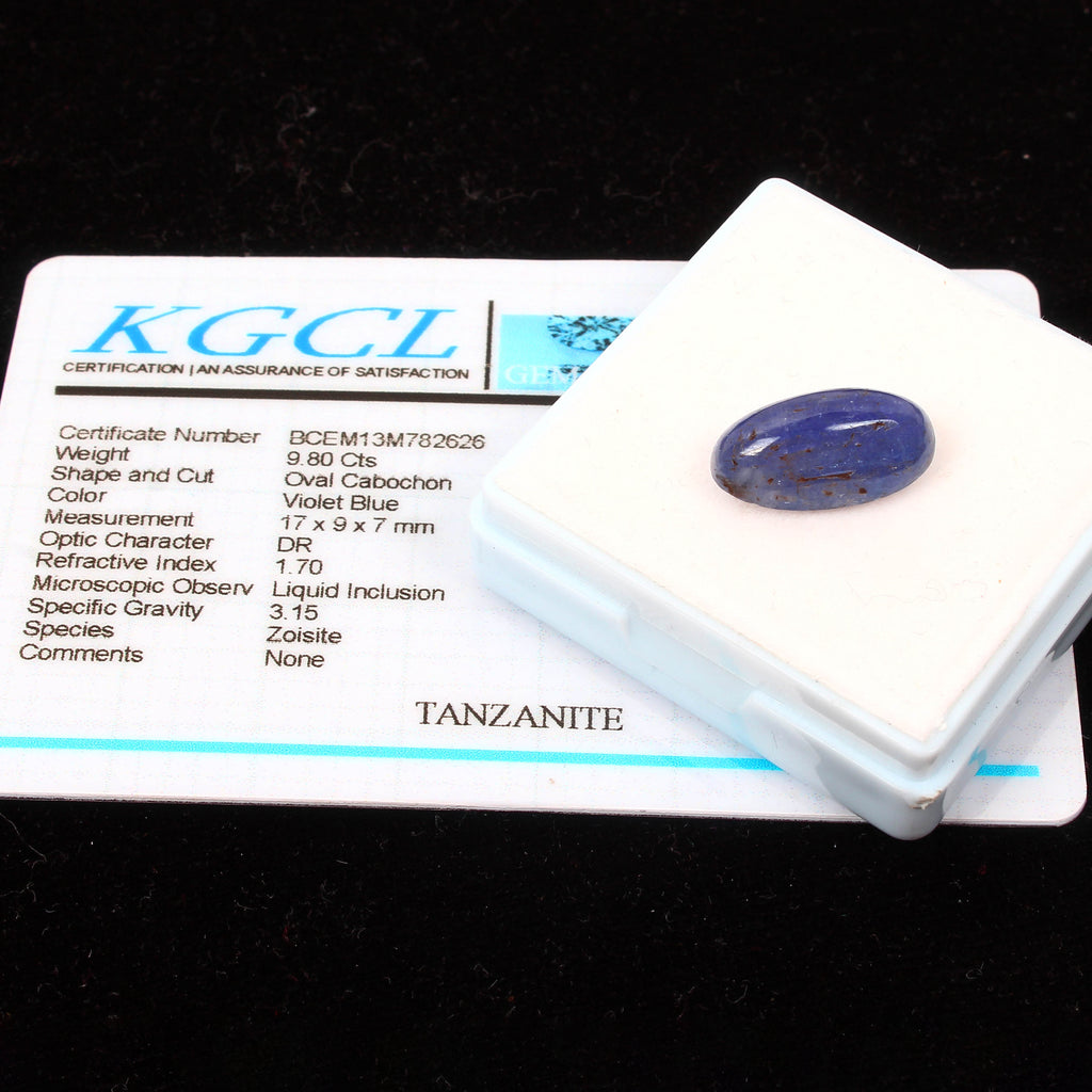 Certified 9.80 Cts Natural Blue Tanzanite Oval Cabochon Loose Unheated Gemstone
