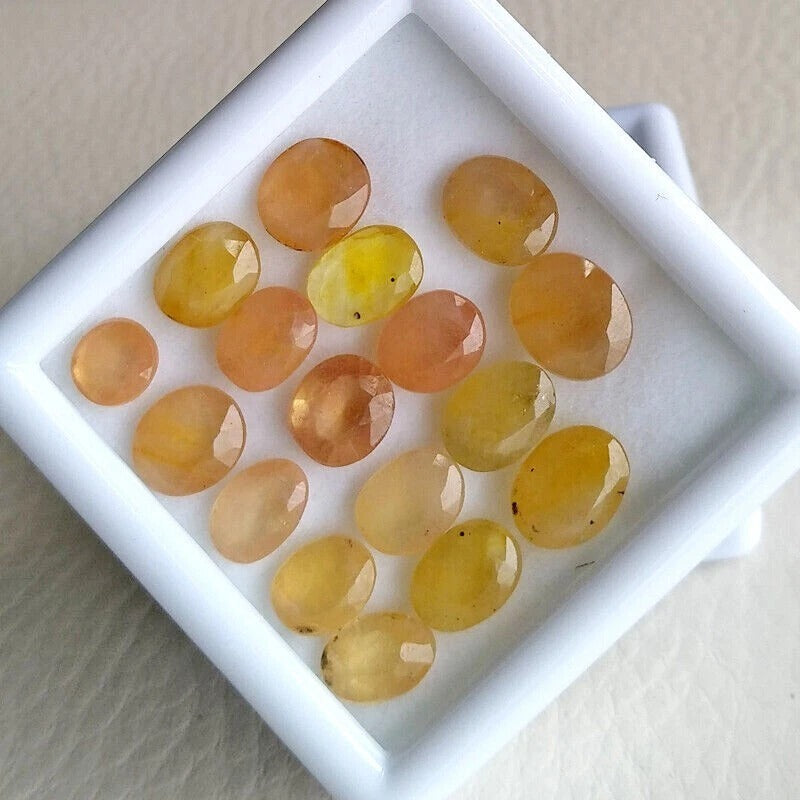 Sapphire Lot, Loose Gemstone, Untreated, Yellow — 17 Pieces, 7mm to 10mm, 50.60 Ct, Sri Lanka