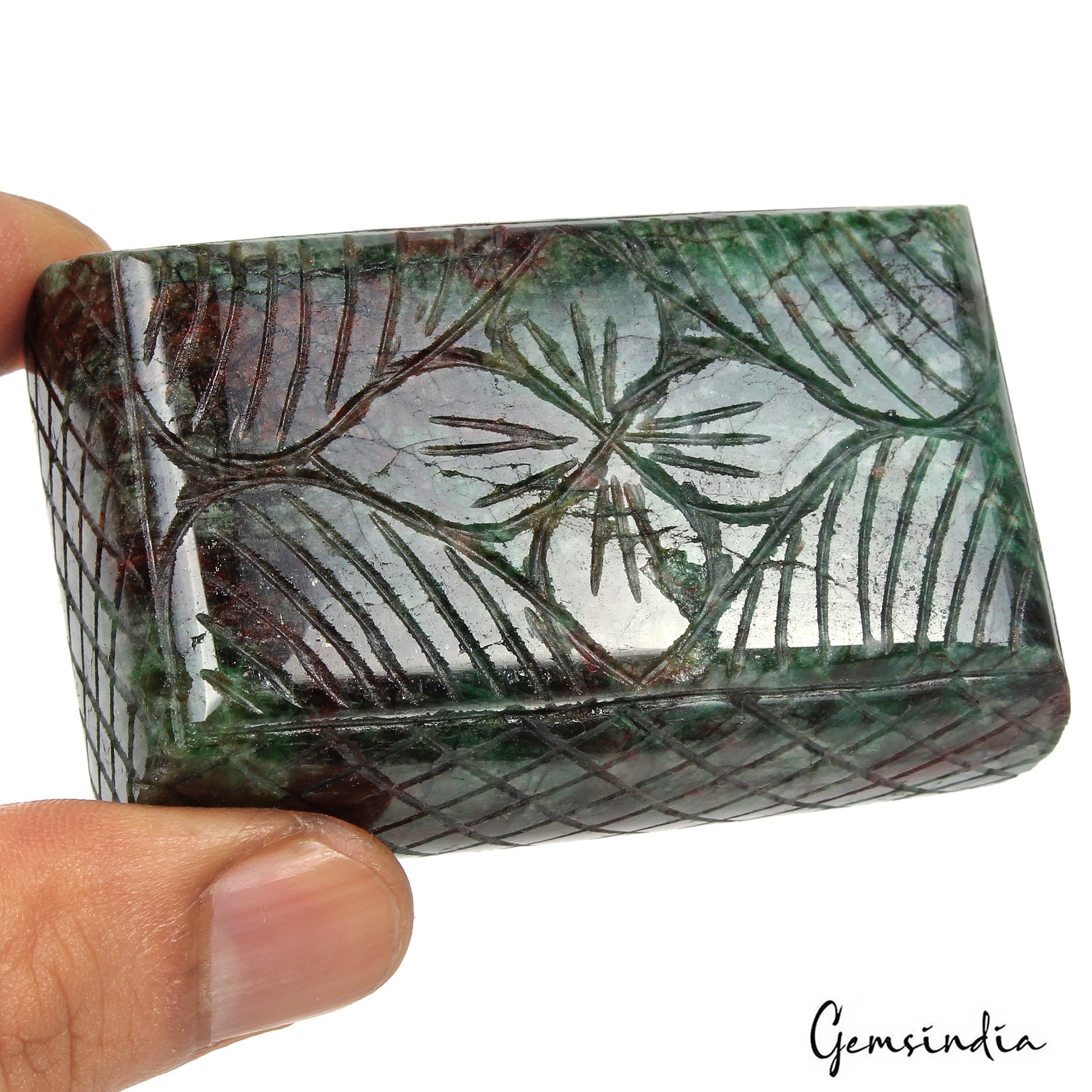 900 Ct Natural Green Zambian Emerald Rectangular Carving Earth Mined Loose Gems