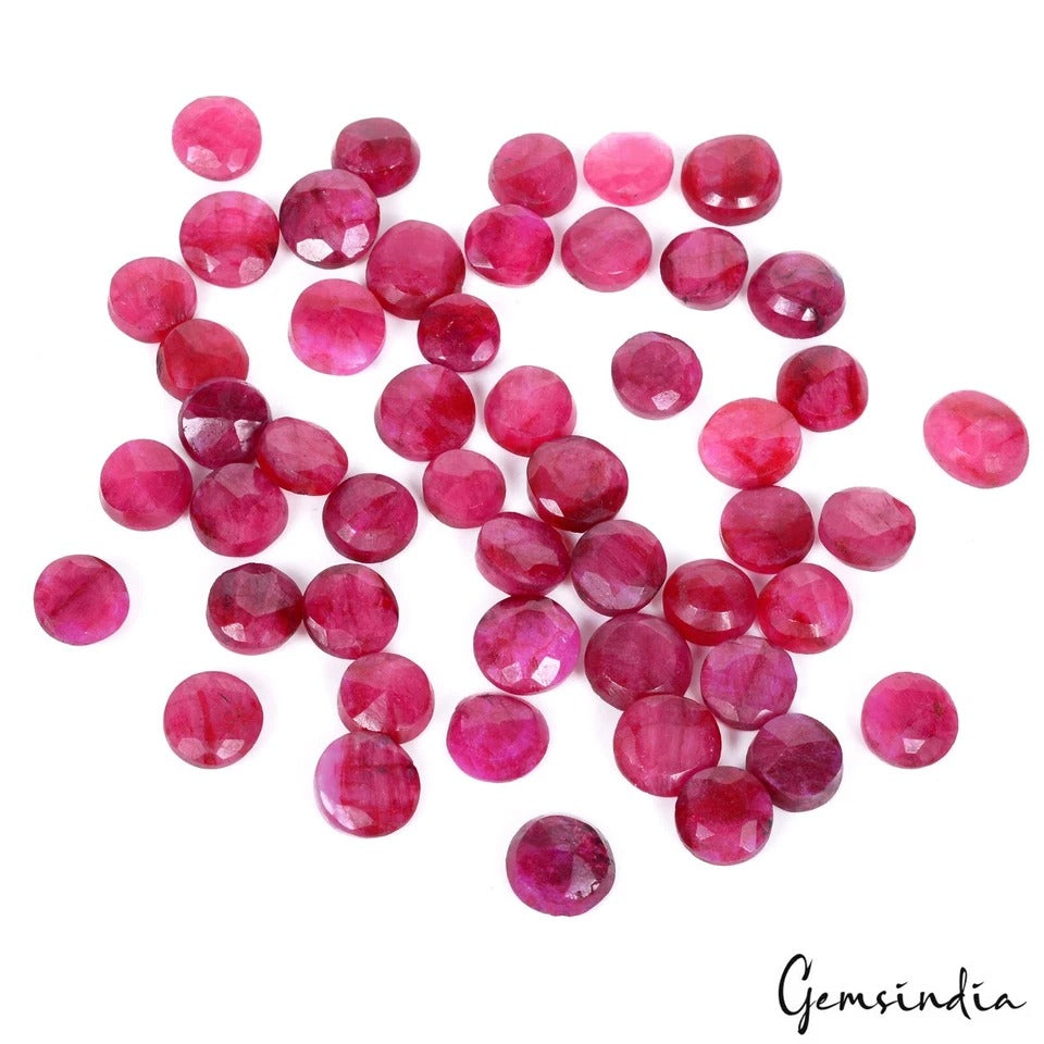 50 Pcs Natural Red Beryl Bixbite Round Cut Loose Jewelry Making Gemstones~7-9mm