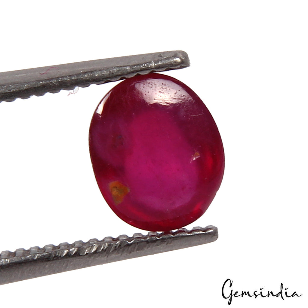 1.10 Ct Natural Red Ruby Oval Cabochon Loose Mozambique Certified Gemstone 6x5mm