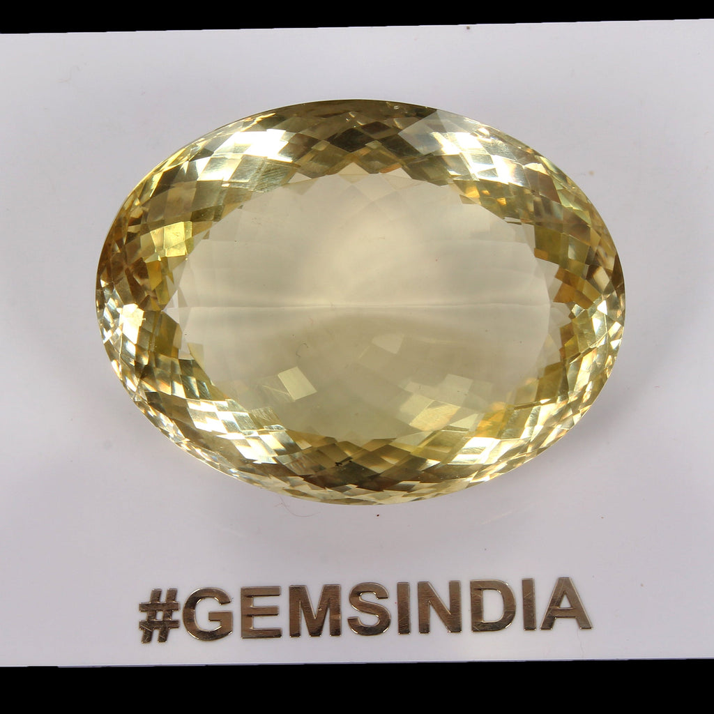 Certified 139.05 Cts Natural Untreated Golden Yellow Citrine Oval Cut Loose Gem