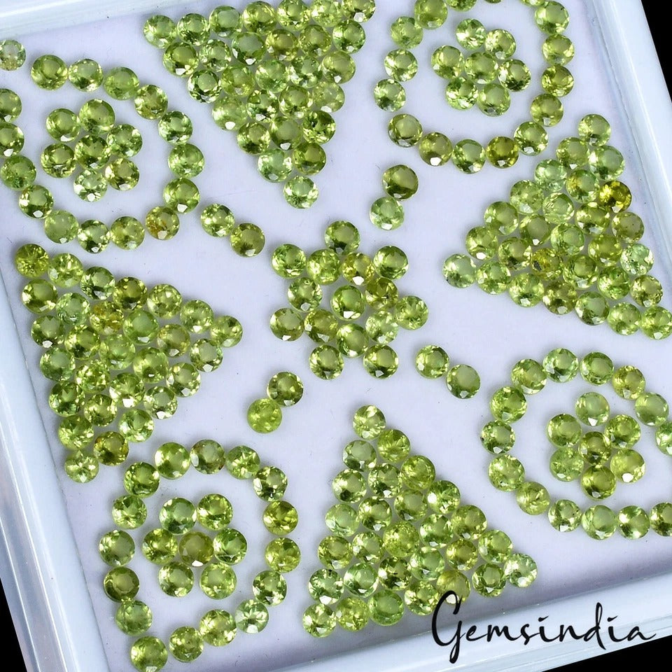 72 Cts/227 Pcs Natural Green Peridot Round Calibrated 4mm Loose Gems For Jewelry
