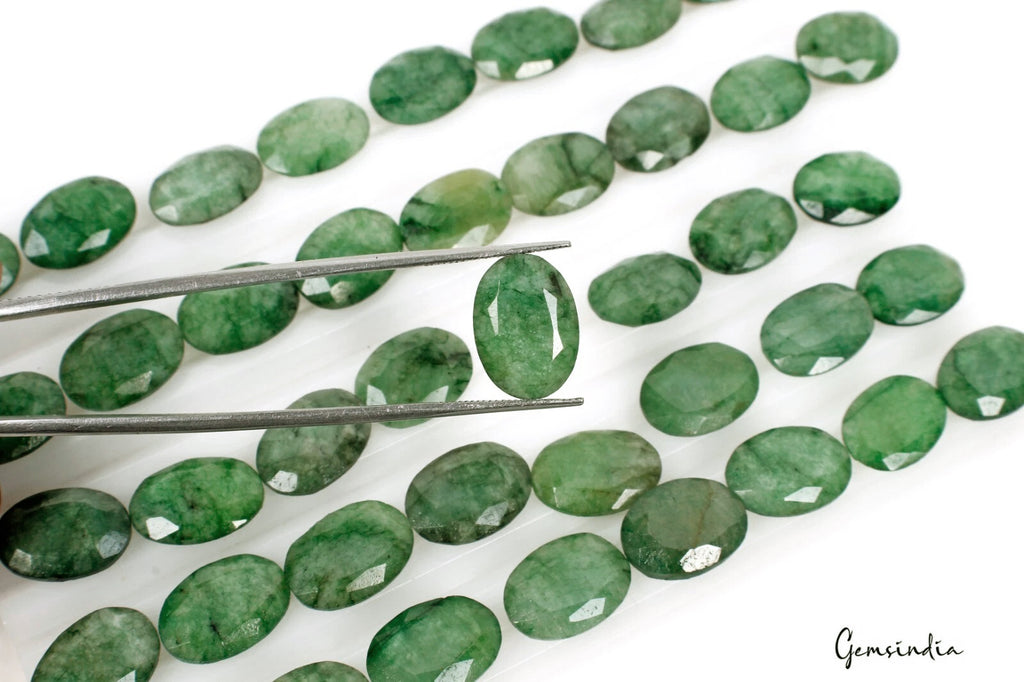 Brazilian Emerald Lot, Loose Gemstone, Color Enhanced, Green — 42 Pieces, 14mm to 10mm, 180.00 Ct, Brazil