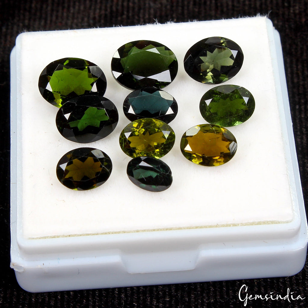 14.50 Ct Natural AAA Chrome Green Tourmaline 7-10mm Loose Oval Faceted Cut Gems