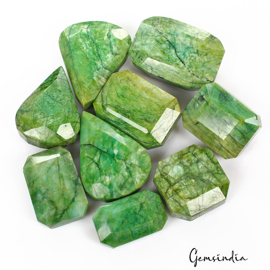 5000 Cts / 9 Pieces Natural Brazilian Green Emerald Mix Cut Loose Gemstone Lot