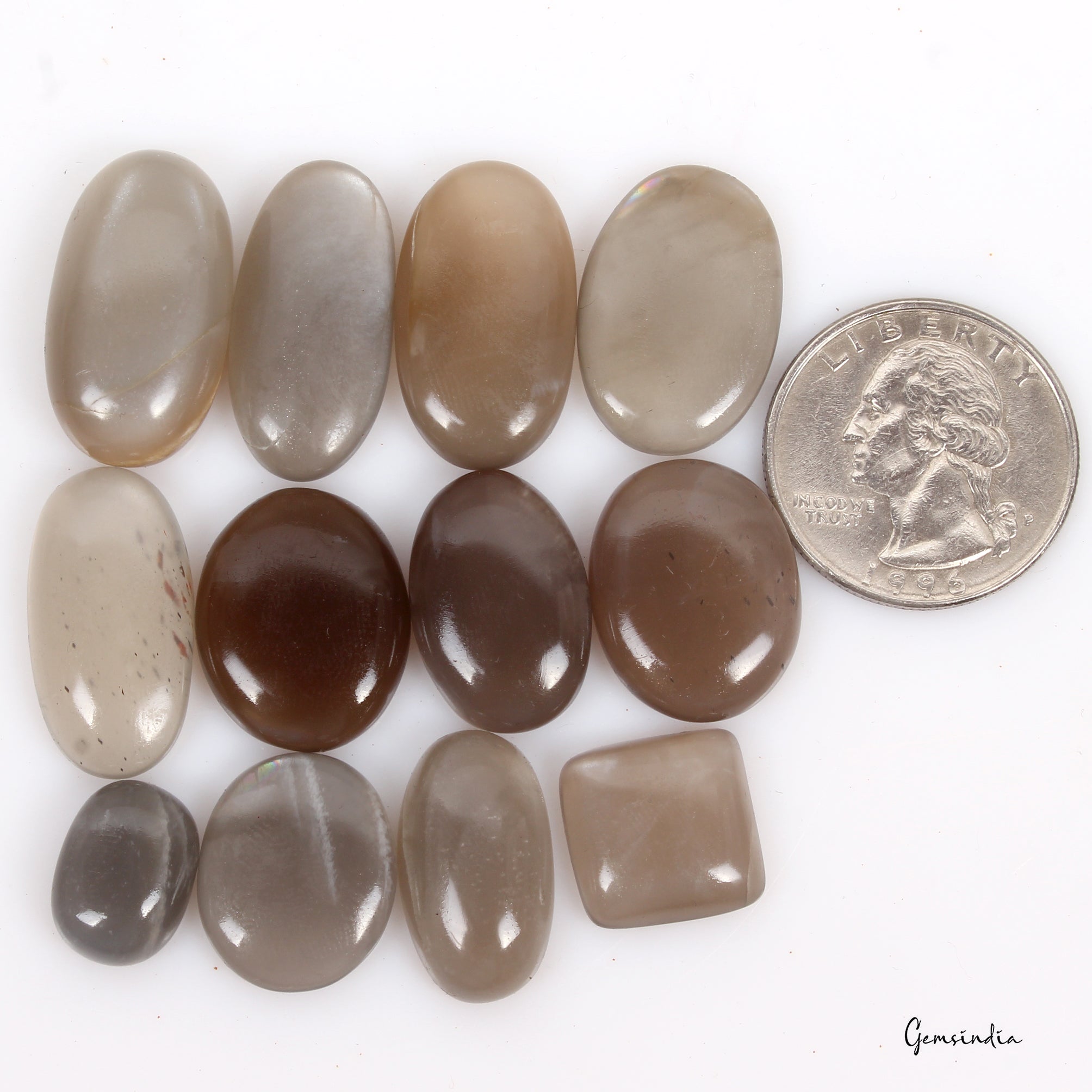 12 Pcs Natural Multi Color Silky Moonstone Mix Cabochon Loose Jewelry Gemstones