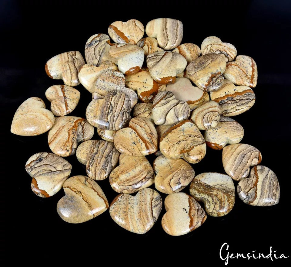 Picture Jasper Lot, Cabochon, Untreated — 38 Pieces, 23mm to 33mm, 2500 Ct