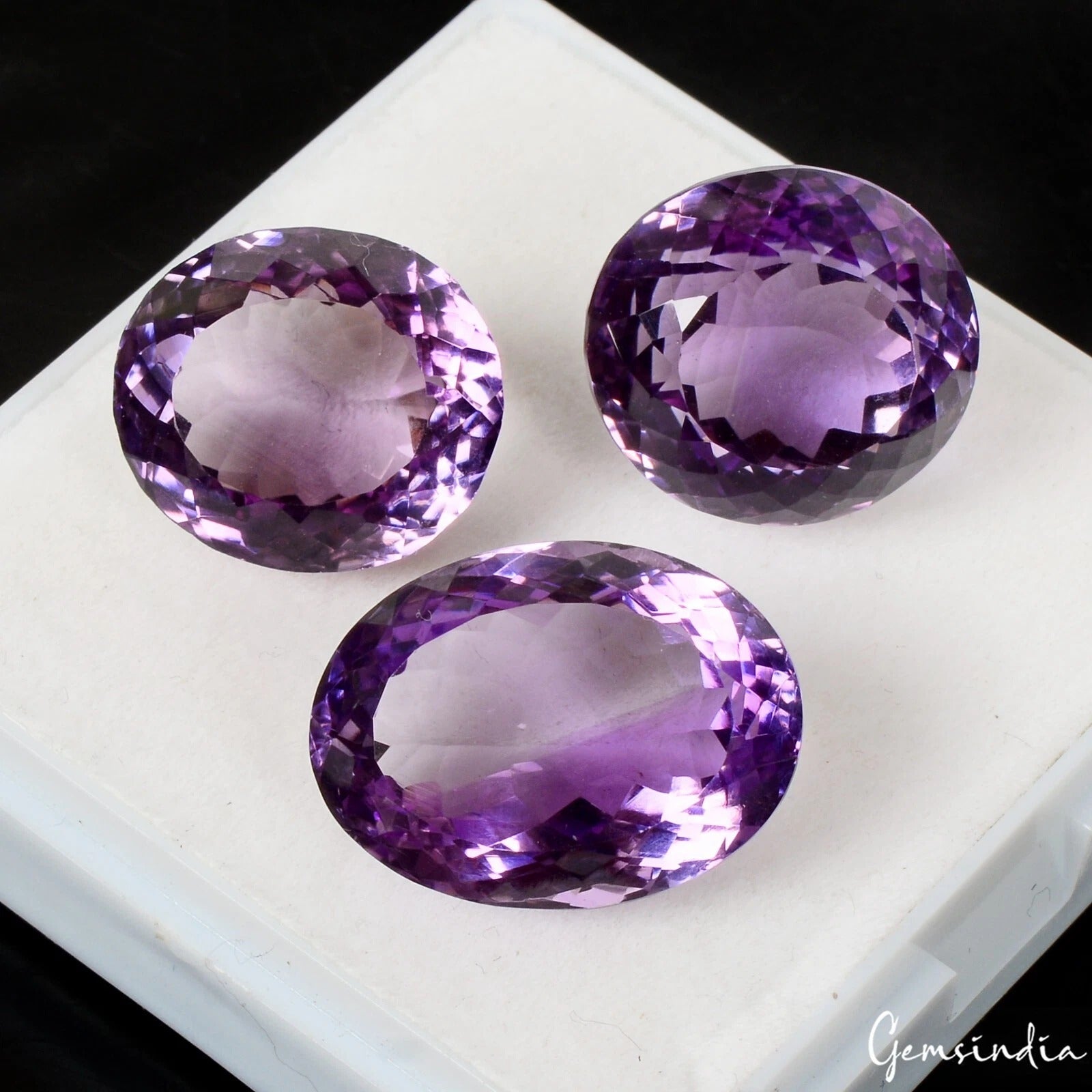 Certified 60.10 Ct Natural Untreated Brazilian Purple Amethyst Oval Cut Gems Lot