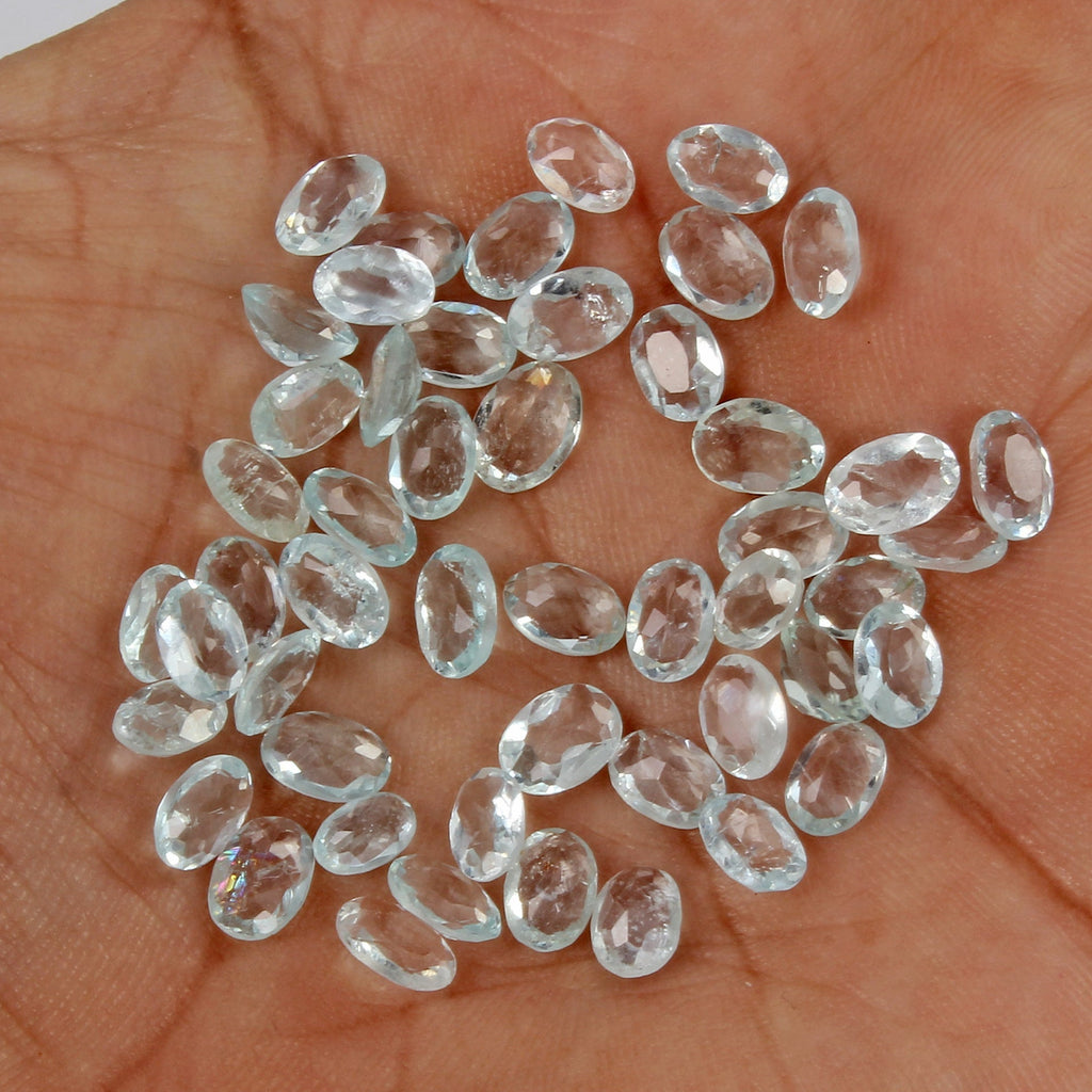 Oval Cut Natural Unheated Nice Blue Aquamarine 22.20ct 5-6mm 50pcs Lot Gemstones