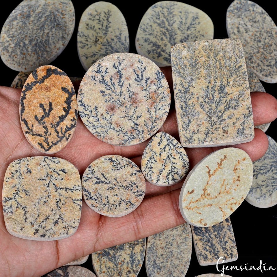1520 Cts/30 Pcs Natural Untreated Psilomelane Dendrite Tree Agate Loose Gems Lot