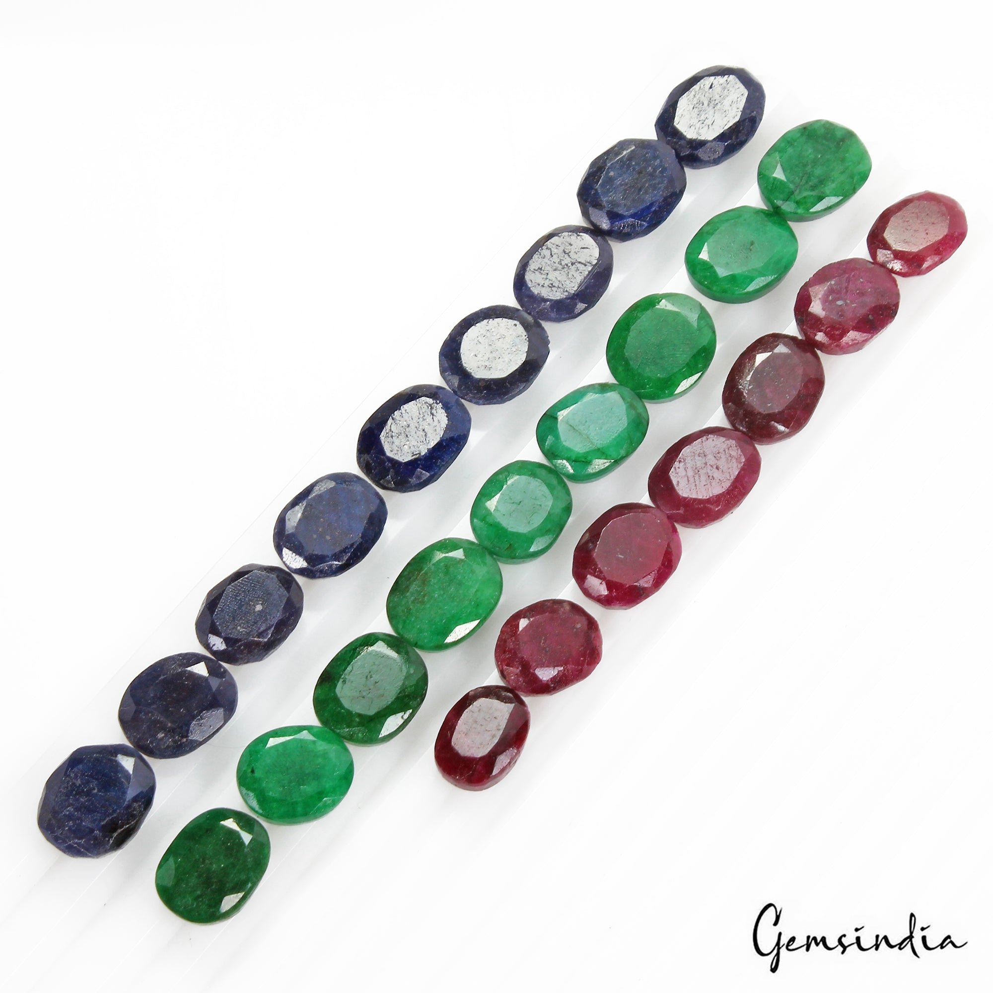 400 Cts/25 Pcs Natural Multi Color Ruby Emerald Sapphire Oval Cut Loose Gems Lot