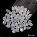Rainbow Moonstone Lot, Cabochon, Blue — 50 Pieces, 9mm to 11mm, 107.60 Ct, Madagascar