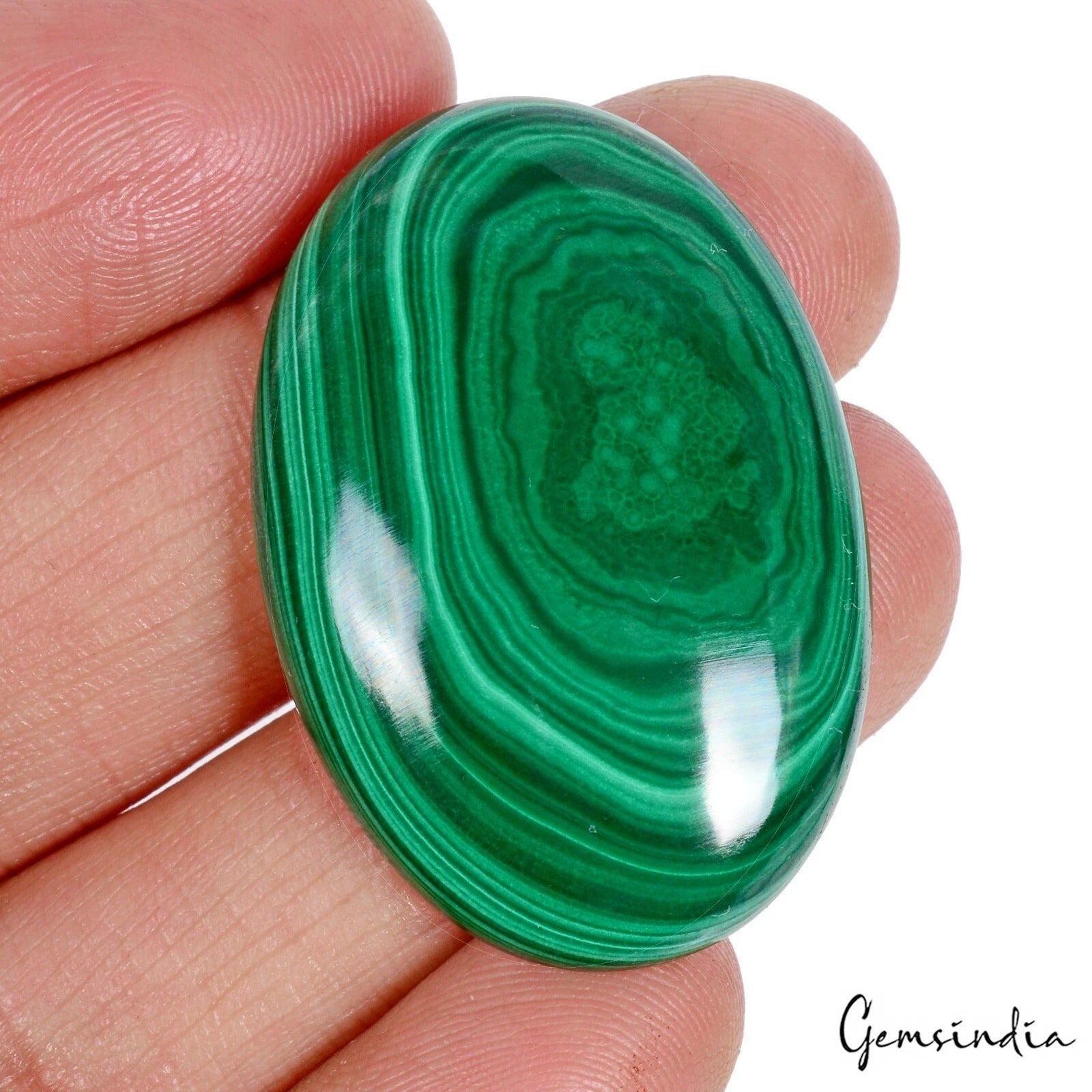 72.40 Cts Natural Untreated Green Malachite Oval Wave Pattern Gem For Pendant