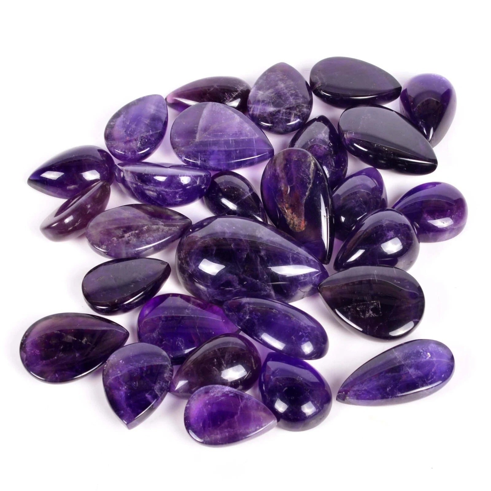 550 Cts/28 Pcs Natural Untreated Rich Purple Amethyst Pear Cab Gems For Jewelry