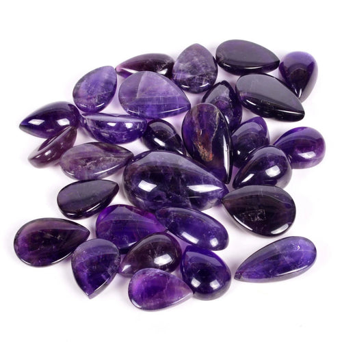 Amethyst Lot, Cabochon, Untreated, Purple — 28 Pieces, 19mm to 34mm, 550 Ct, Madagascar