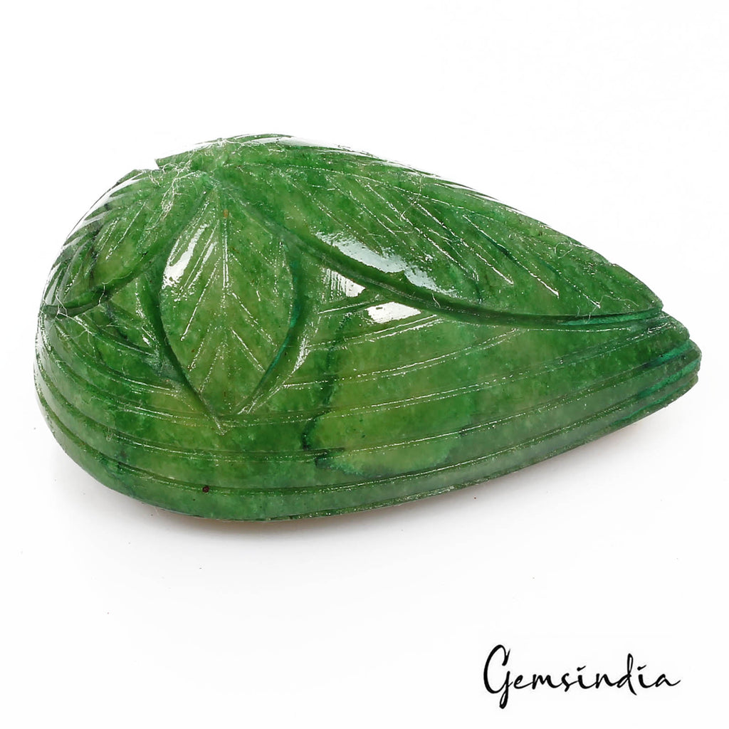 Emerald Carving, Color Enhanced, Green — 45 x 29 x 22mm, 169.60 Ct, Brazil