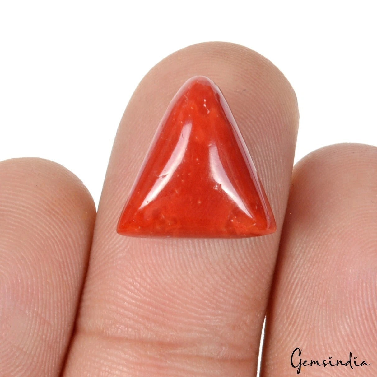 8.00 Ct Natural Italian Orange Red Coral 13x7mm Trillion Cab Loose Gems For Ring