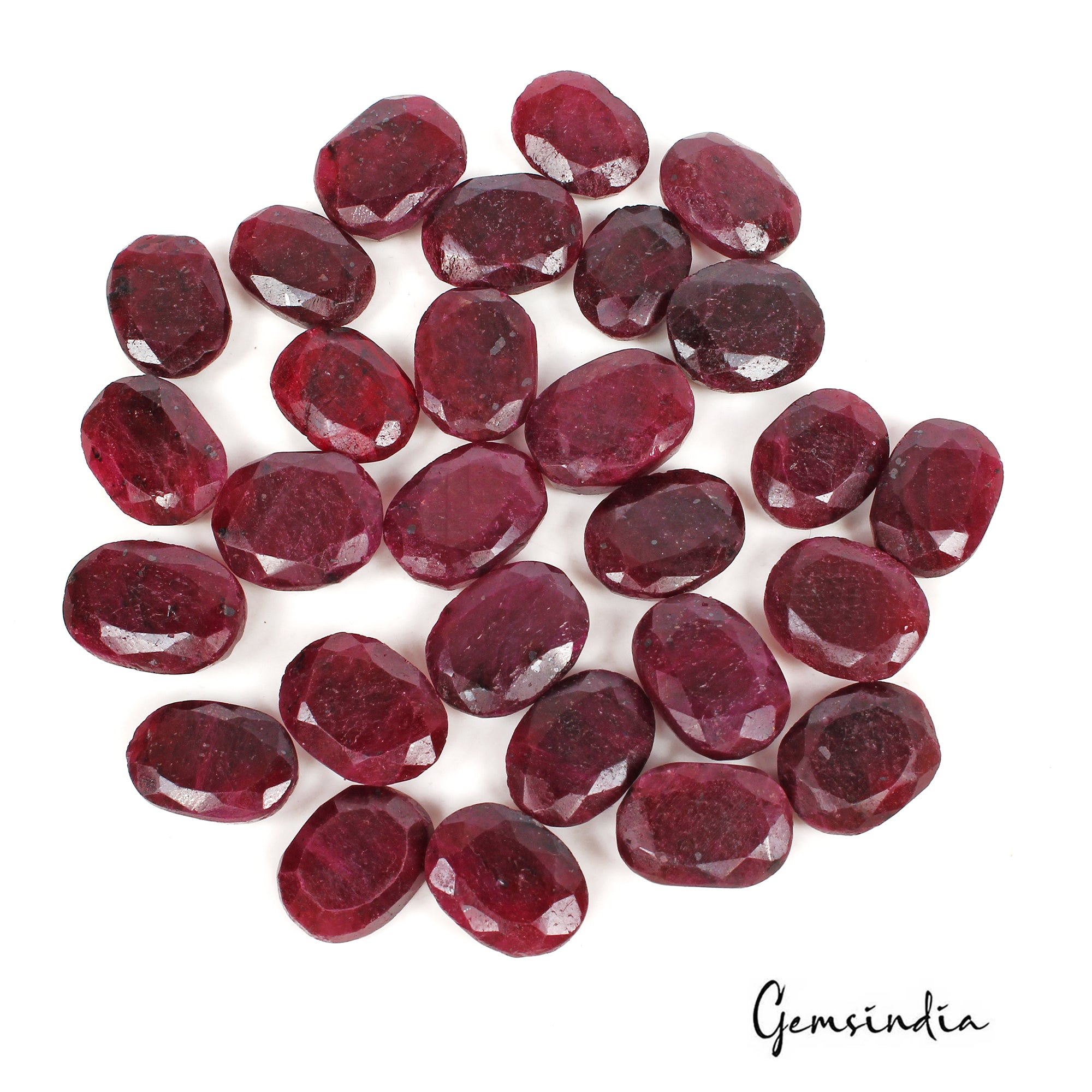 590 Ct Natural Red Ruby Oval Faceted Loose Gems Wholesale Lot 28Pc For Jewelry