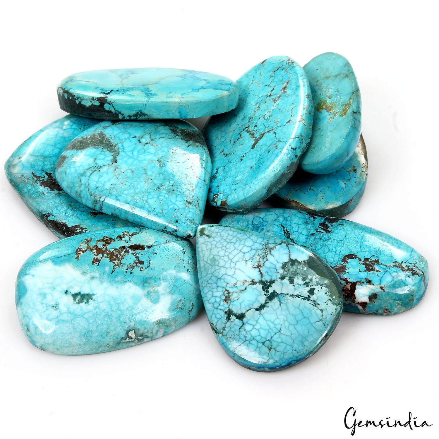 770 Ct/9 Pcs Natural Blue USA Arizona Turquoise Mix Cab Loose Wholesale Gems Lot