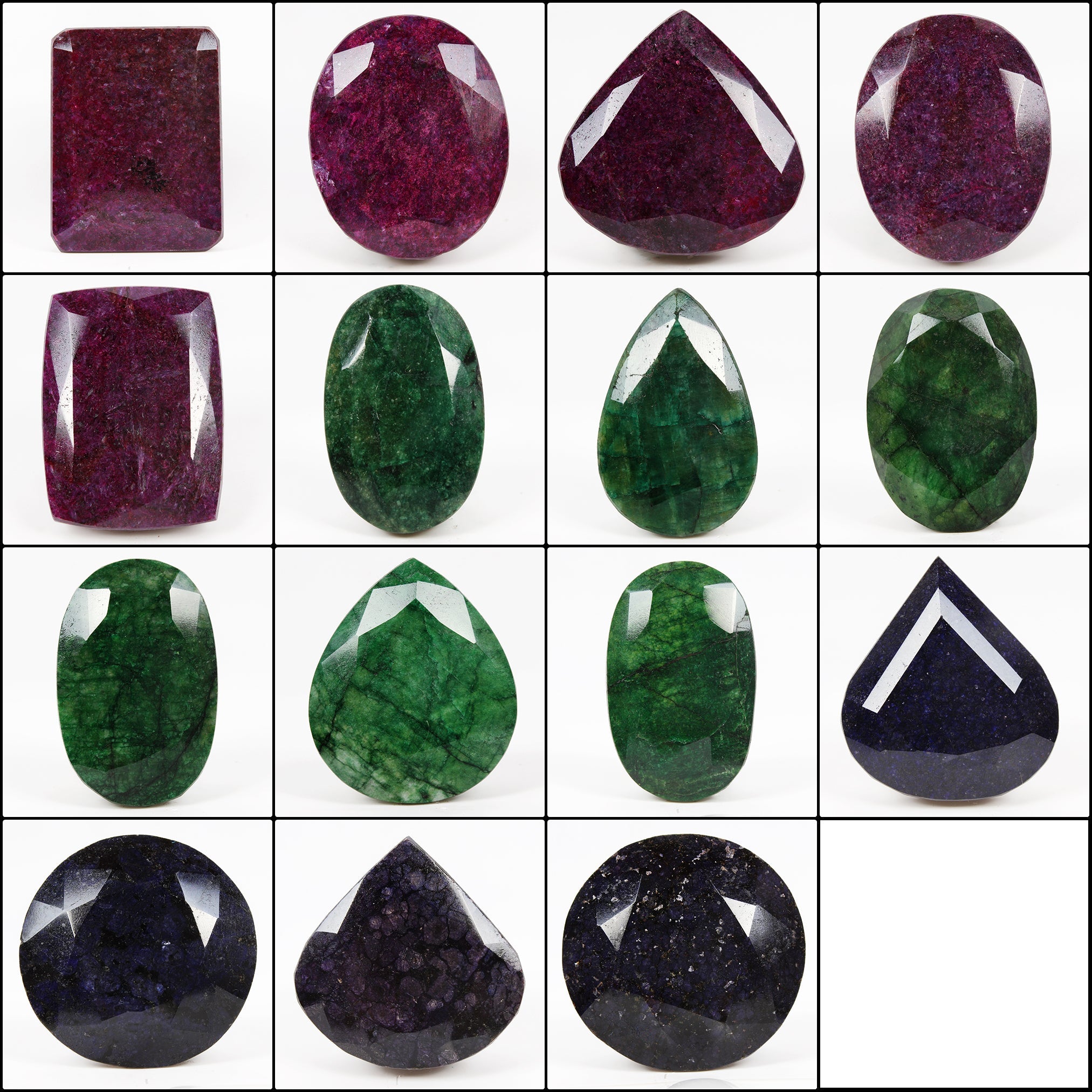 2.5Kilo/15 Pcs Natural Ruby Emerald Sapphire Mix Cut Museum Size Loose Gemstones