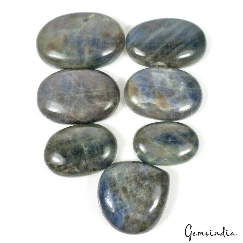 Certified 1300 Cts/7 Pcs Natural Untreated Blue Sapphire Mix Cab Wholesale Gems