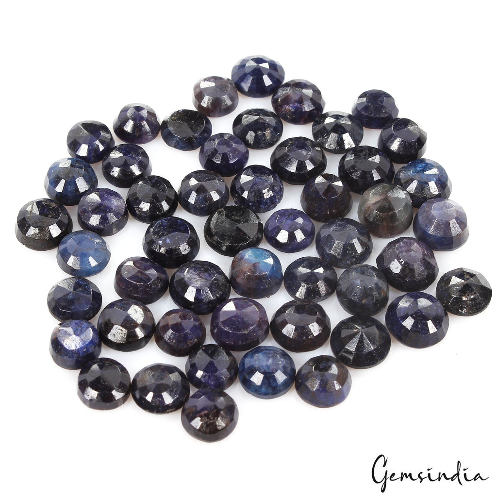 50 Pcs Natural Blue Sapphire Round Faceted Cut 8mm-10mm Loose Gemstones 220 Cts