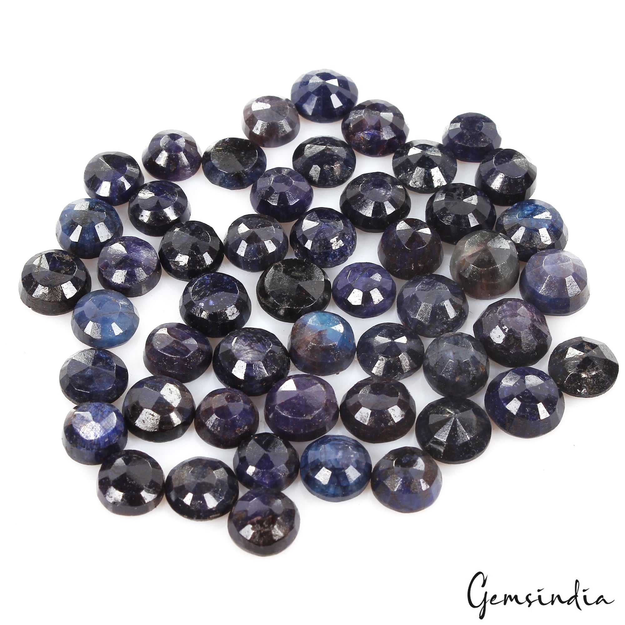 50 Pcs Natural Blue Sapphire Round Faceted Cut 8mm-10mm Loose Gemstones 220 Cts