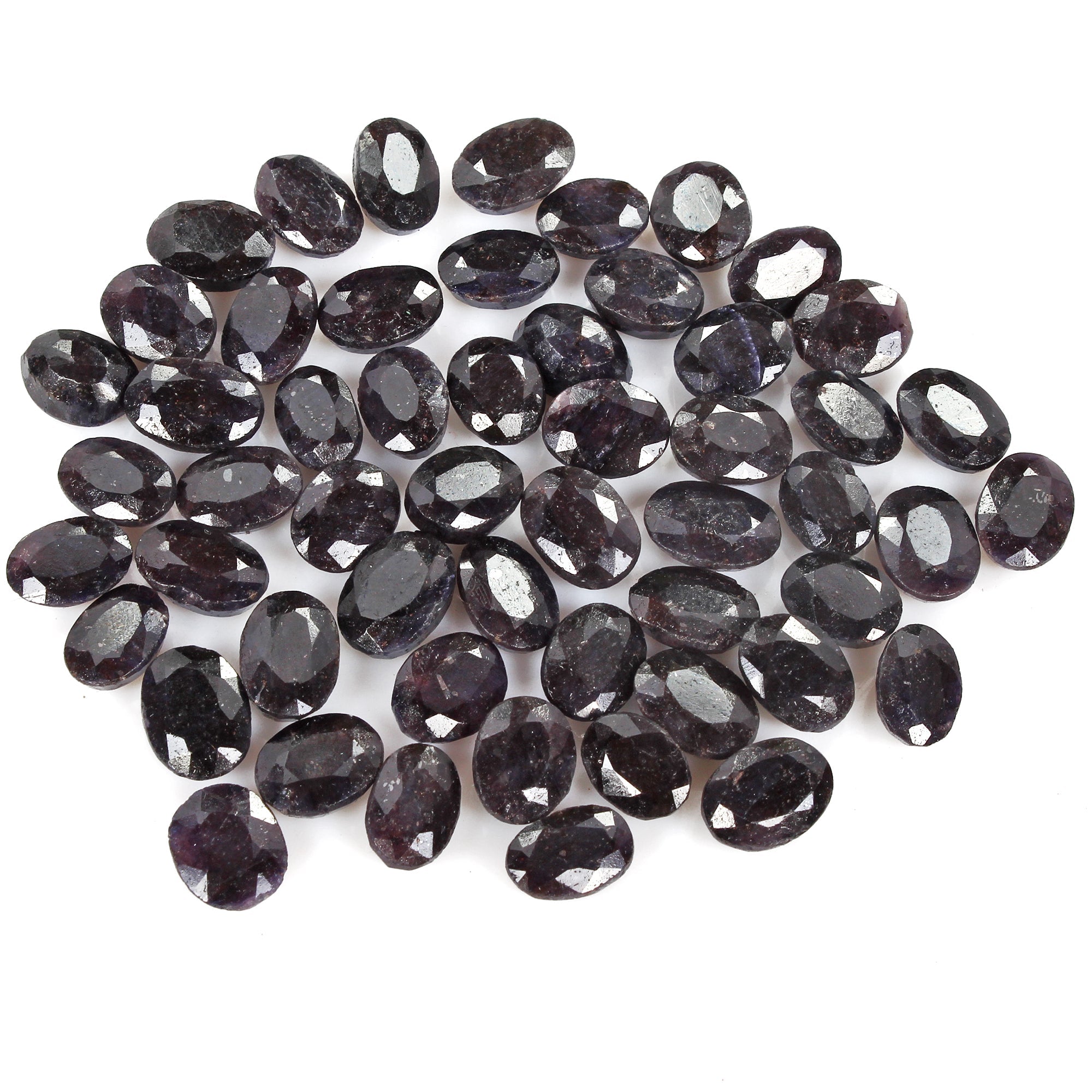 350 Ct/54 Pcs Natural African Dark Blue Sapphire Oval Faceted Loose Cut Gems Lot