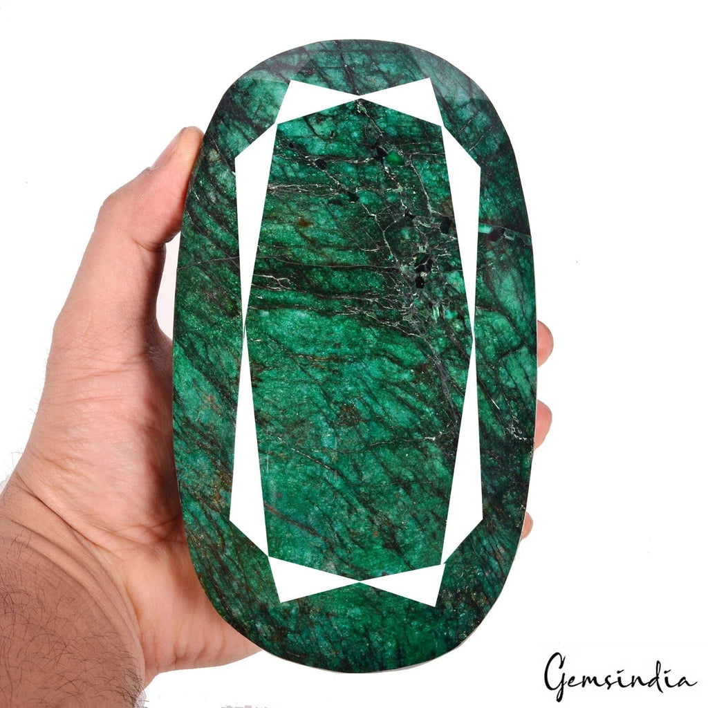 2.1 Kg Natural HUGE Green Brazilian Emerald Certified Treated Oval Cut Gemstone