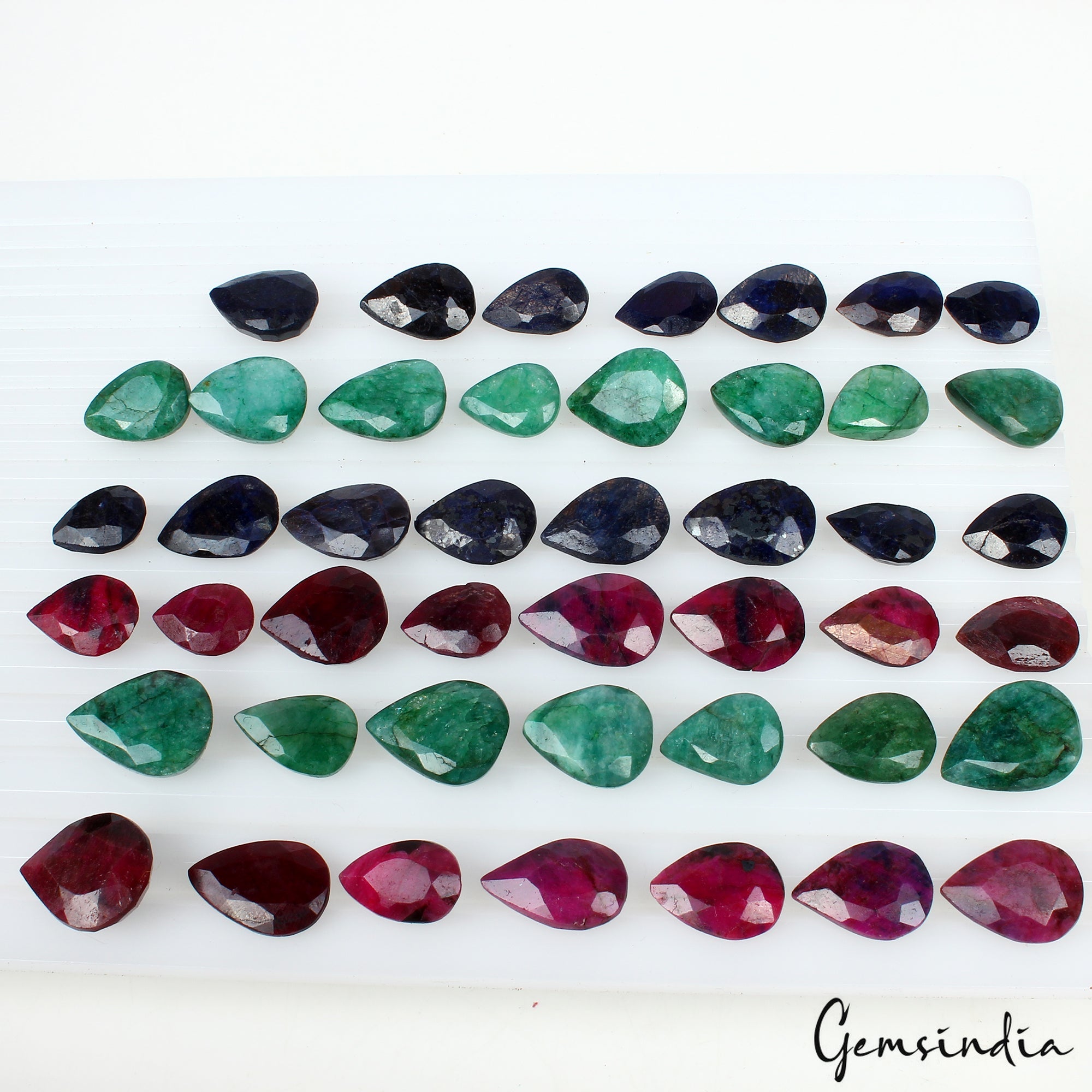 470 Ct Natural Multi Emerald Ruby Sapphire Pear Faceted Loose Gemstones 13-19mm