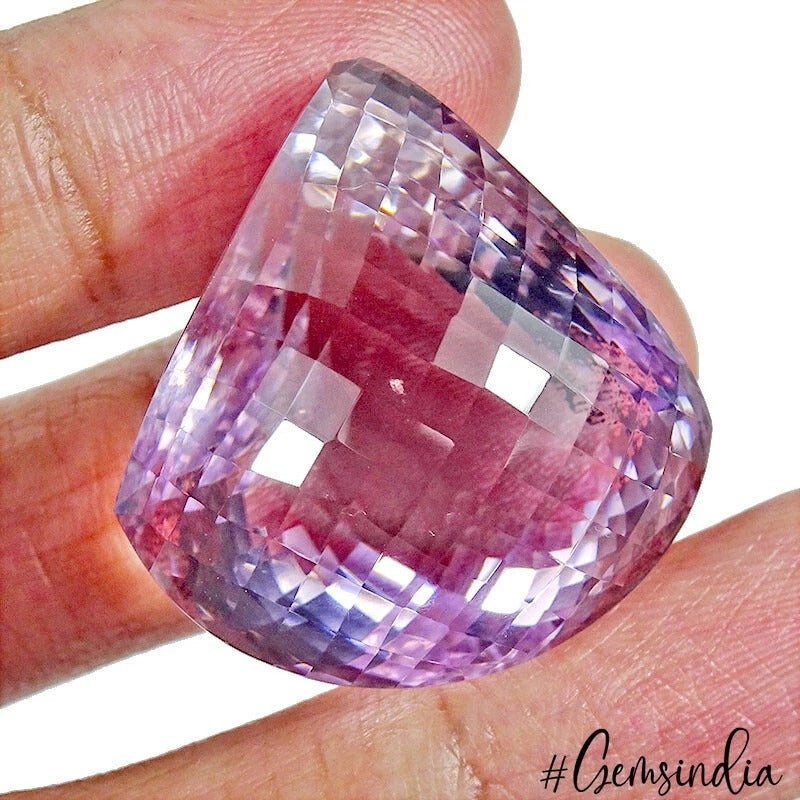 87.80 Ct Natural Untreated Bolivian Lavender Amethyst Fancy Checker Cut Rare Gem
