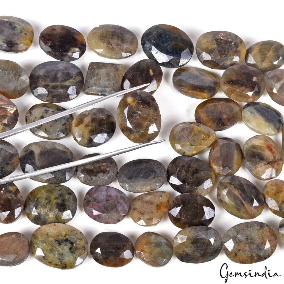 460 Cts/43 Pcs Natural Untreated Brown Black Sapphire Mixed Cut Gems For Jewelry