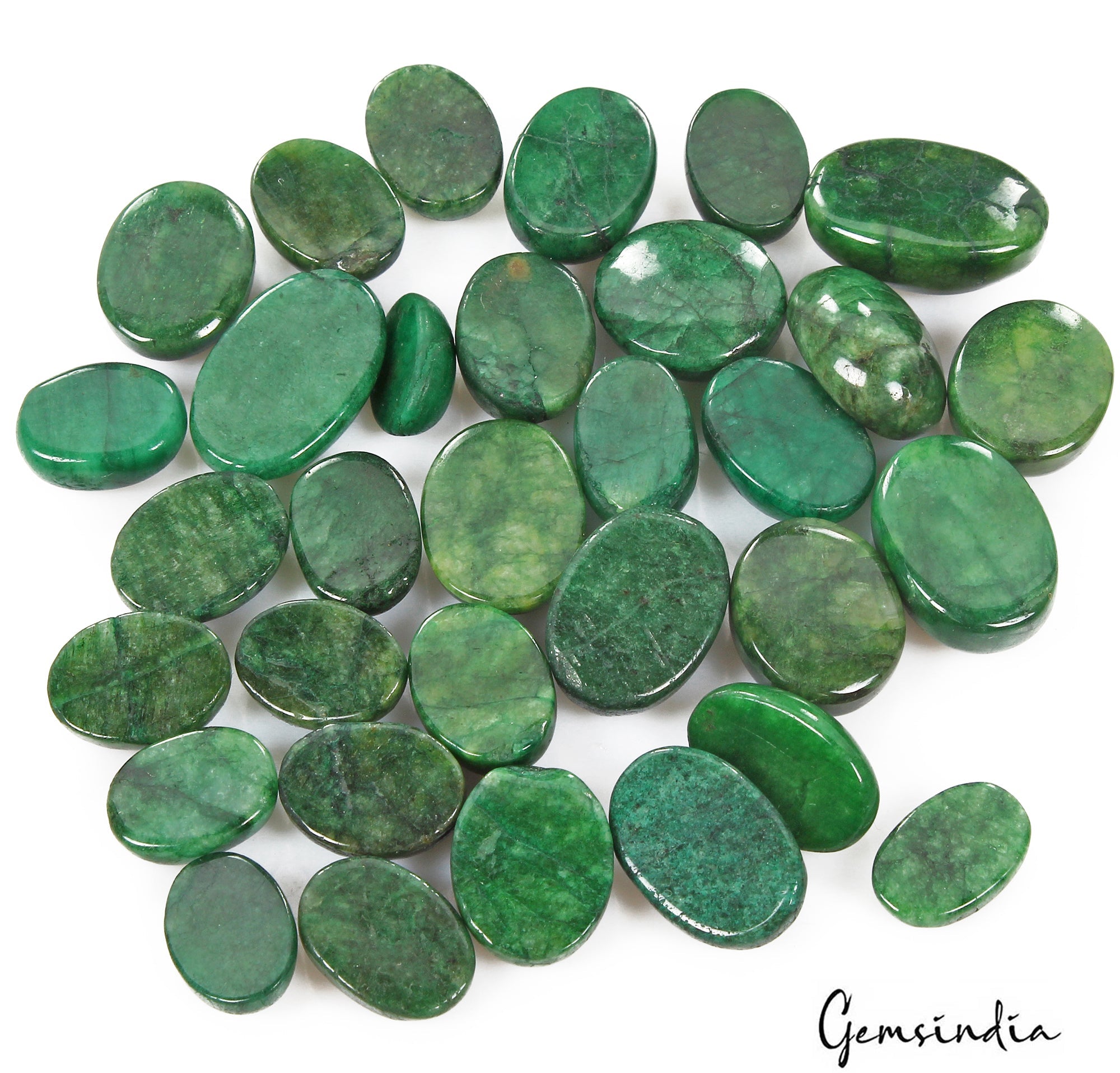 420 Ct/32 Pcs Natural Brazilian Dark Green Emerald Oval Cab Loose Gems For Jewel