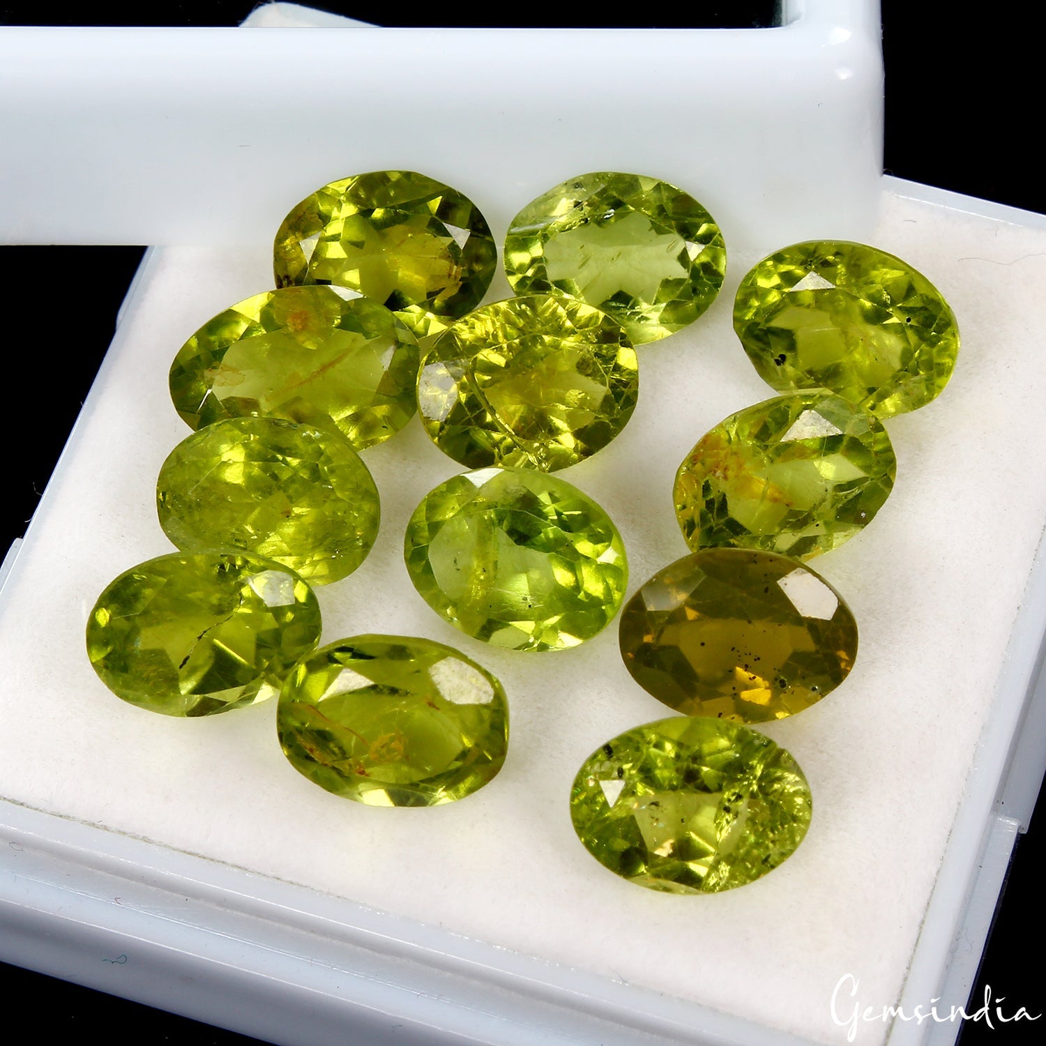 9-10mm Oval Cut Natural Untreated Green Peridot Loose Gemstone~25.20 Ct/12 Pcs