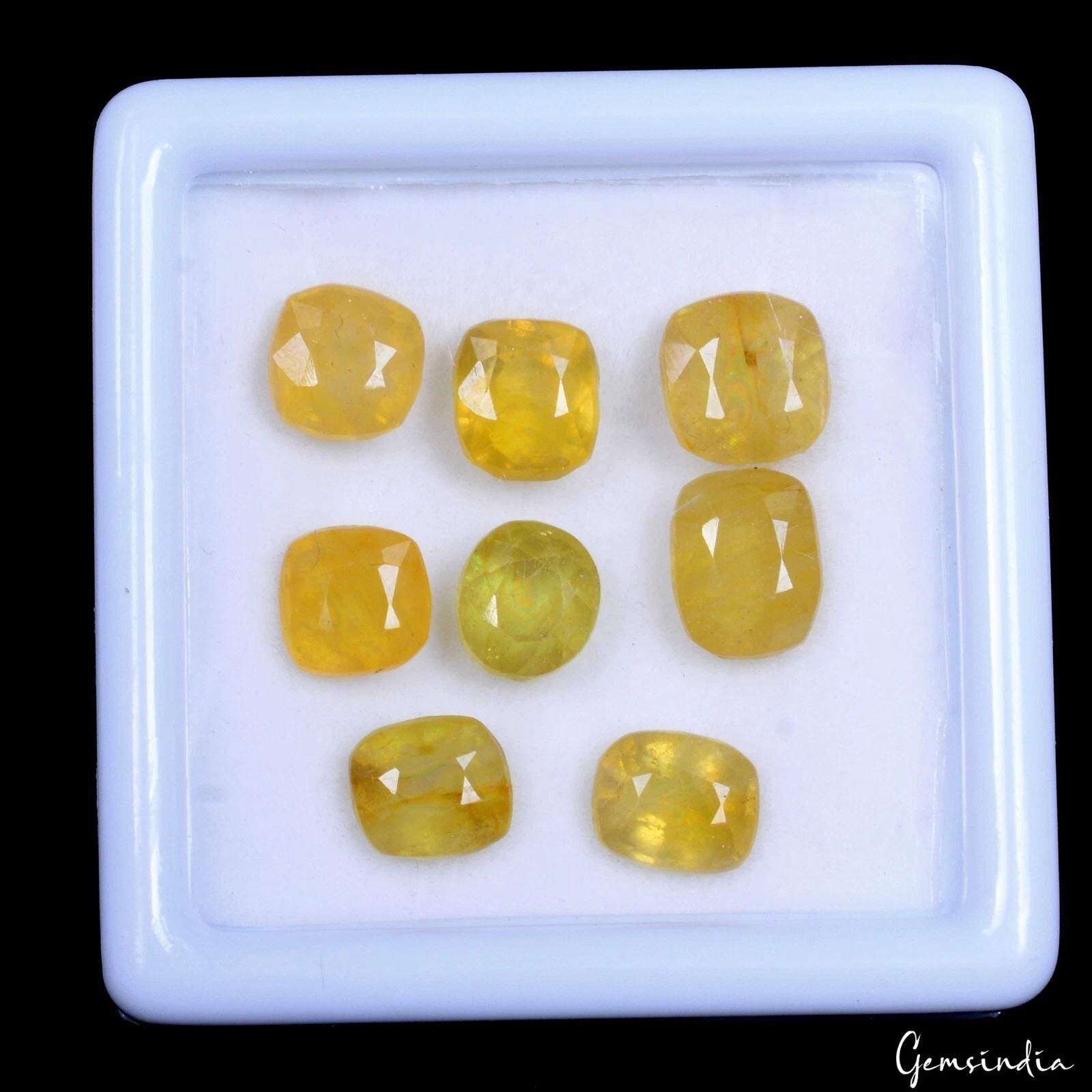 8 Pc Natural Yellow Sapphire Faceted Untreated Loose 7-8mm Gemstones, Sri Lanka