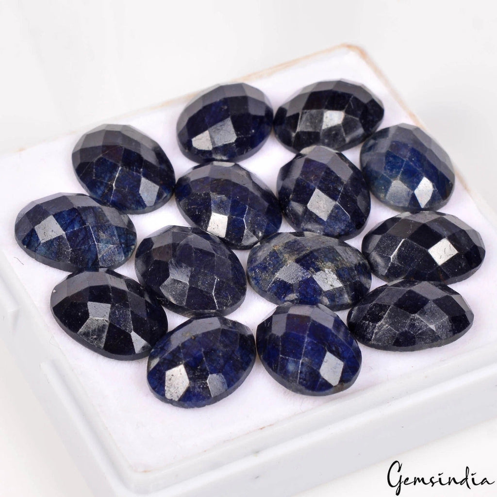 14 Pcs Natural Blue Sapphire Oval Checker Cut Loose Calibrated 15x11mm Gemstones