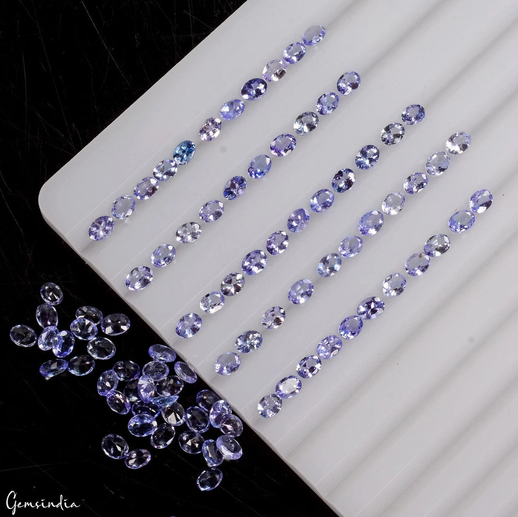 90 Pcs Natural Tanzanite 4x3mm Oval Cut Sparkling Violet Blue Loose Gemstone Lot