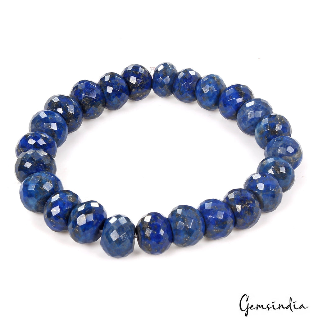 200 Ct Natural Blue Lapis Lazuli Gems Round Beaded Stretchable Handmade Bracelet