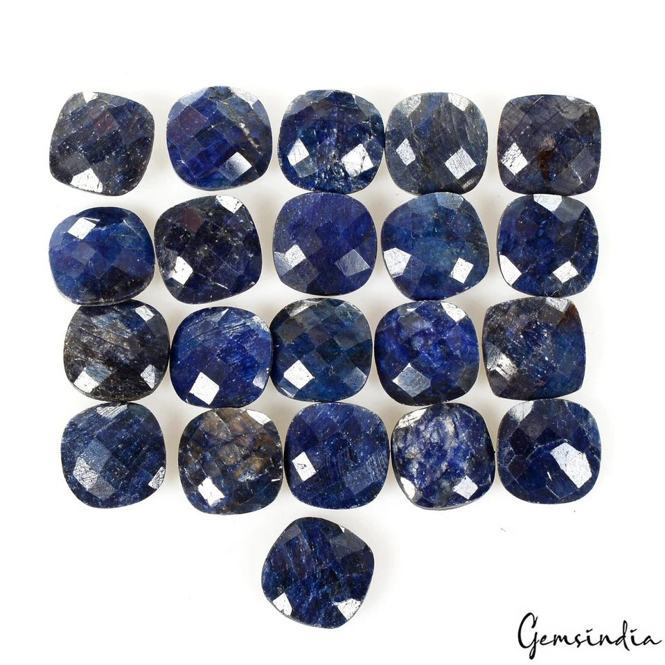 95.20 Cts/21 Pcs Natural Blue Sapphire Cushion Checker Cut Calibrated 10mm Gems