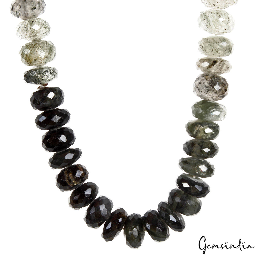 310 Ct/69Pc Natural Untreated Bi Color Rutile Quartz Round Drill Bead Strand 16"