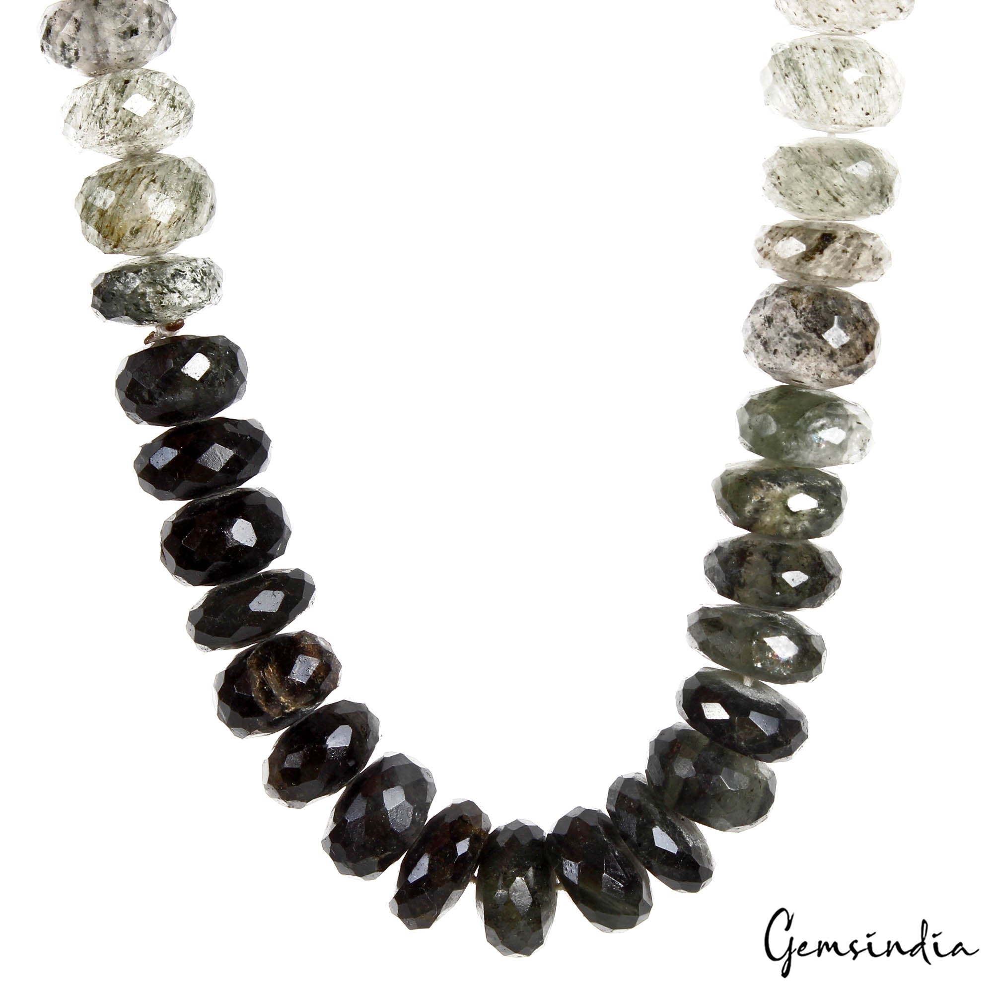 Rutile Quartz Beaded Strand, Untreated, Bi Color — 8mm to 9mm, 310 Ct, India