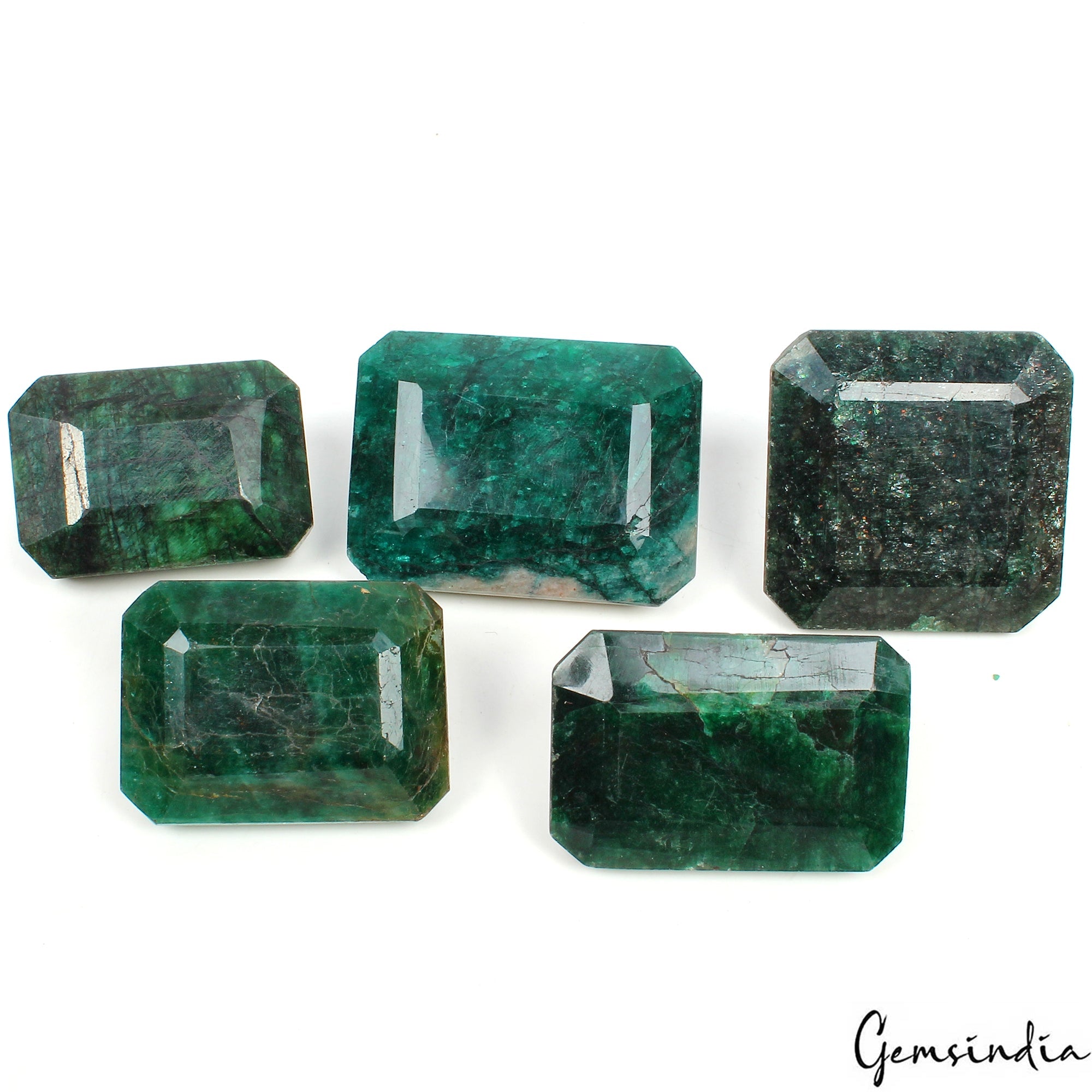1290 Ct/5 Pcs Natural Green Emerald Octagon Loose Earth mined Brazil Gemstones