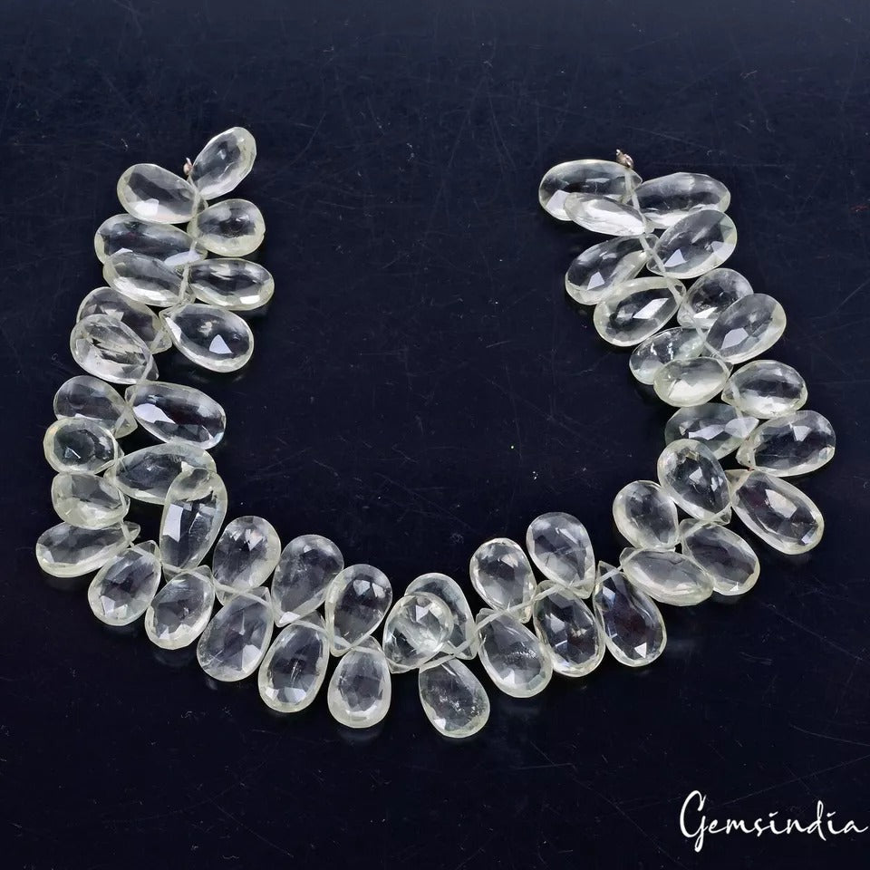 154.30 Ct Natural Green Amethyst Pear Faceted Side Drilled Briolette Loose Gems