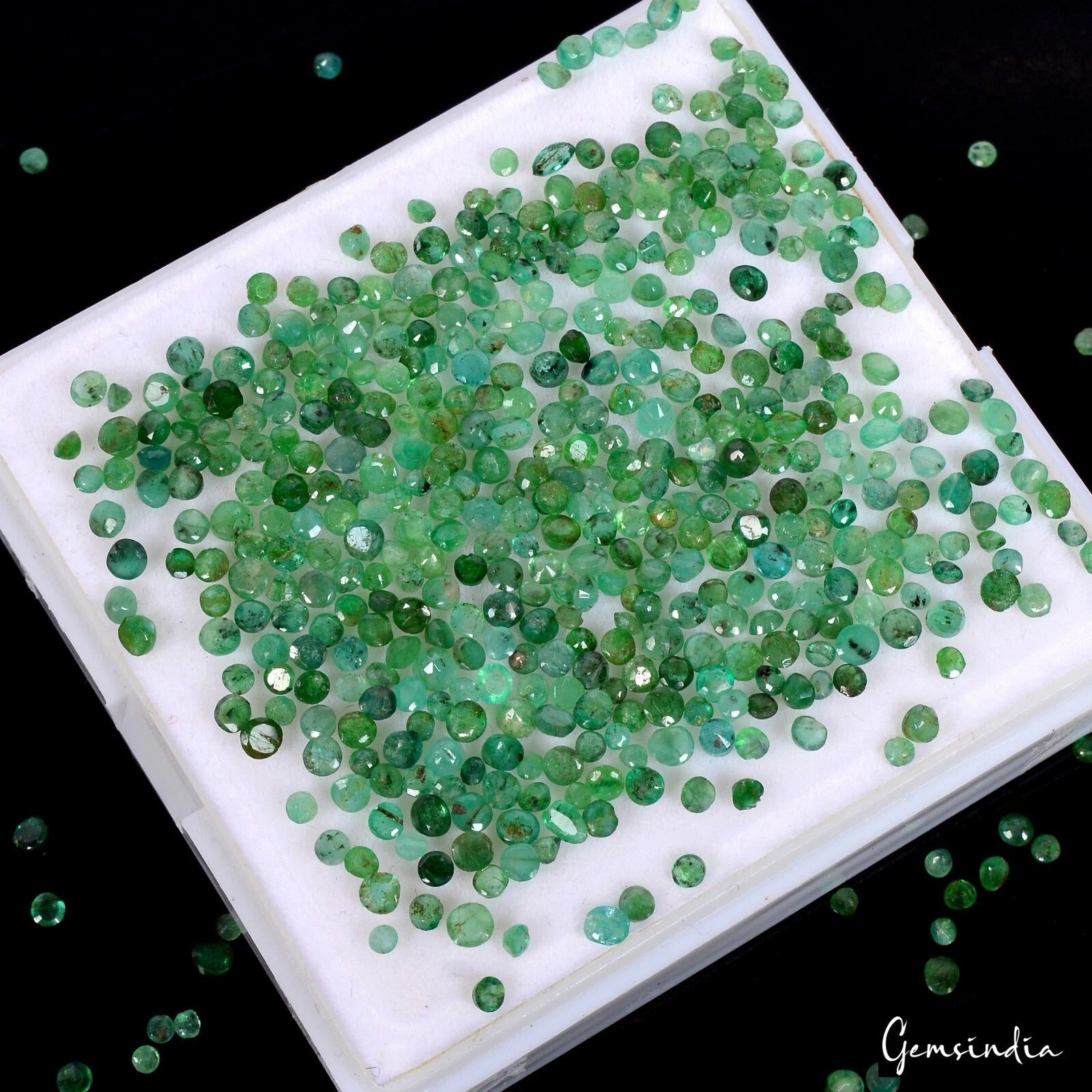490 Pcs Natural Emerald Round Cut Loose Colombian 1-2.5mm Jewelry Gems 25.30 Ct